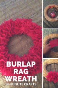 Make this textural burlap rag wreath. Step-by-step instructions.