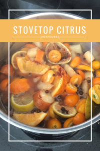 A saucepan of simmering citrus peels and spices will fill your home with a delicious aroma.