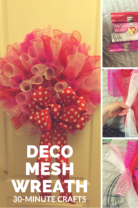 Step-by-step how-to making a curly deco mesh wreath.