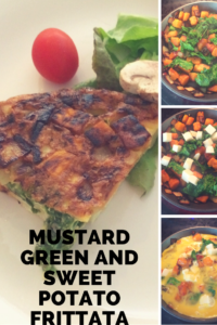 Mustard green and sweet potato frittata recipe.