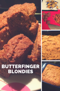 Butterfinger blondies are a great way to use up leftover Halloween candy!