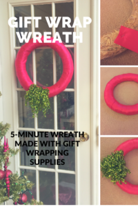 Make a wreath in five minutes using gift wrap supplies.