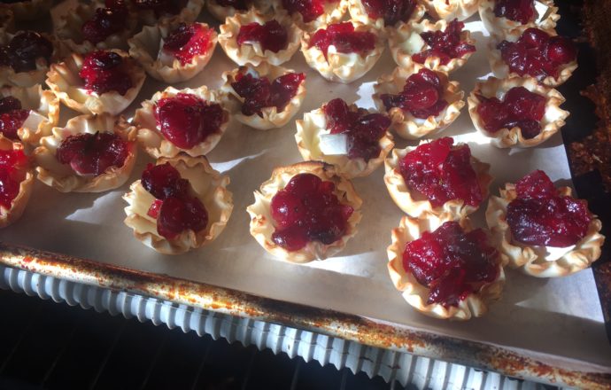 savory cranberry brie bites onion rosemary filo dough cups