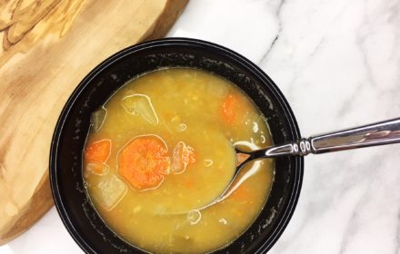 Vegan garbanzo bean soup using canned beans.