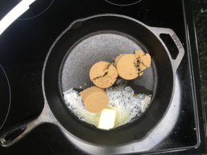 peach upside down cake skillet brown sugar