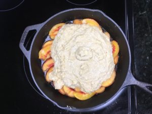 peach upside down cake skillet