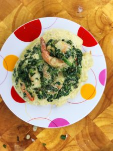 shrimp and grits smoked gouda spinach mushrooms cream