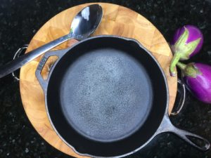 sanded cast iron skillet