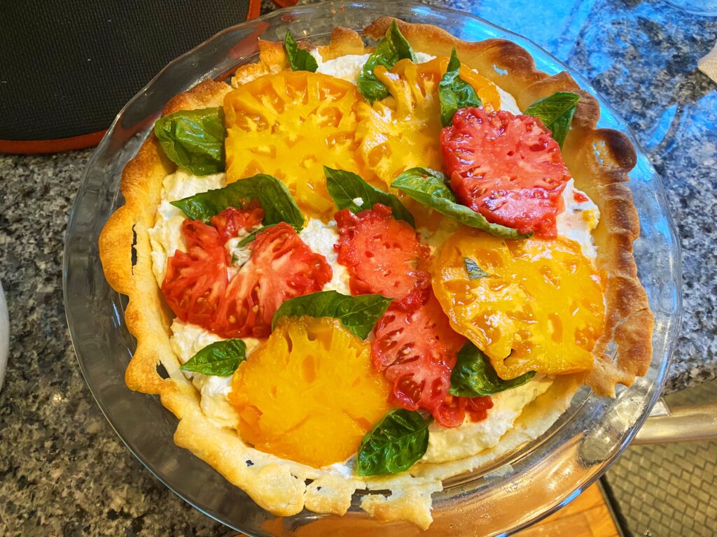 tomato-eggplant ricotta tart