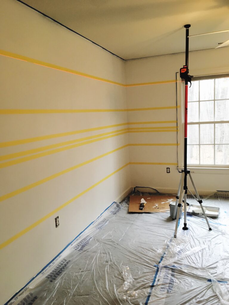 painting horizontal stripes placing your tape